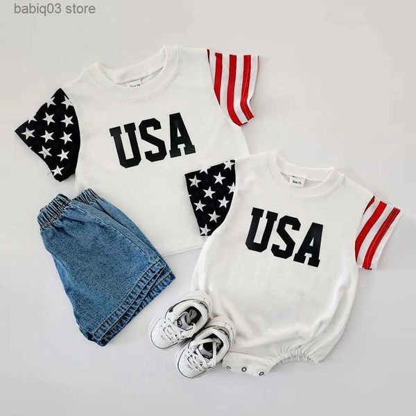 rompers baby boys usa patch t-shirt romper newborn bebe short sleeve casual loose sweatshirt onesie toddler girls romper 0-24m jumpsuits t23, Blue
rompers baby boys usa patch t-shirt romper newborn bebe short sleeve casual loose sweatshirt onesie toddler girls romper 0-24m jumpsuits t23, Blue