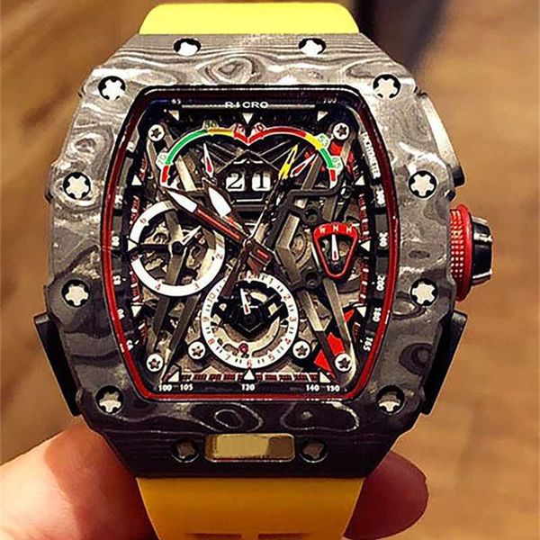 designer watches richards men's watch black carbon fiber case mechanical automatic butterfly buckle rubber yellow strap hollow movement, Slivery;black
designer watches richards men's watch black carbon fiber case mechanical automatic butterfly buckle rubber yellow strap hollow movement, Slivery;black