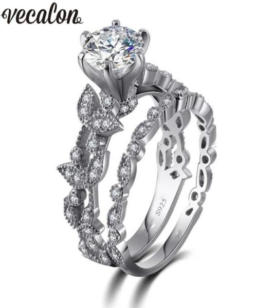 vecalon flower jewelry 925 sterling silver ring 5a zircon cz stone engagement wedding band rings set for women festival gift1690926, Slivery;golden
vecalon flower jewelry 925 sterling silver ring 5a zircon cz stone engagement wedding band rings set for women festival gift1690926, Slivery;golden