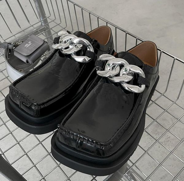fashion square toe silver chains men derby shoes thick heel genuine leather vintage male brogue loafers, Black
fashion square toe silver chains men derby shoes thick heel genuine leather vintage male brogue loafers, Black