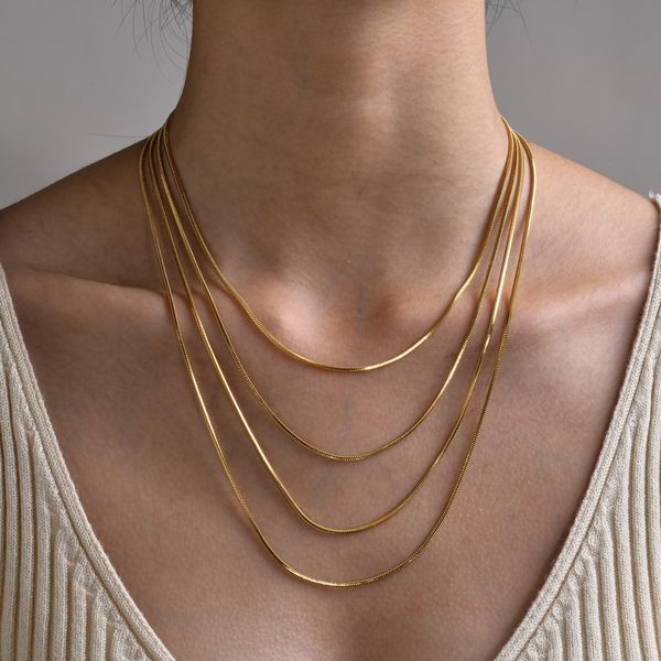 5pcs lot 1.5mm/2mm thin stainless steel square snake chain necklace solid chains for women mens boy fashion golden jewelry n1315, Silver
5pcs lot 1.5mm/2mm thin stainless steel square snake chain necklace solid chains for women mens boy fashion golden jewelry n1315, Silver