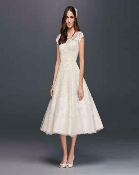 cap sleeve illusion wedding dress lace designer tealength beading crystal bridal gowns vestido de noiva cmk5134625763, White
cap sleeve illusion wedding dress lace designer tealength beading crystal bridal gowns vestido de noiva cmk5134625763, White