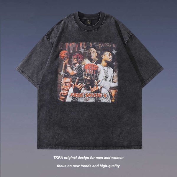 tkpa high figure hip-hop rapper printed short t-shirt for men and women over-size street half sleeve, White;black
tkpa high figure hip-hop rapper printed short t-shirt for men and women over-size street half sleeve, White;black