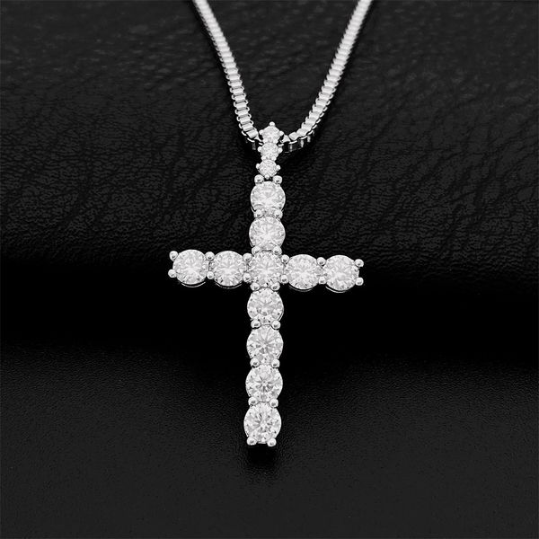 meihip-hop 925 silver set 4mm mosan cross pendant necklace jewelry can pass through single stone chain
meihip-hop 925 silver set 4mm mosan cross pendant necklace jewelry can pass through single stone chain