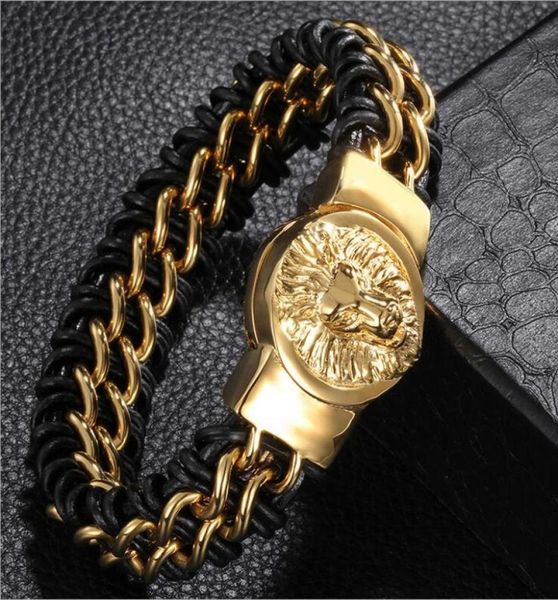 2217cm cool silver lion head bracelet men genuine leather titanium steel bracelets fashion 18k gold stainless steel animal bangl8030747, Golden;silver
2217cm cool silver lion head bracelet men genuine leather titanium steel bracelets fashion 18k gold stainless steel animal bangl8030747, Golden;silver