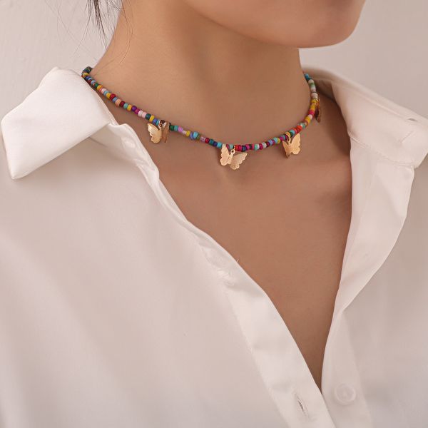 necklace fashion alloy butterfly pendant necklace woman, temperament simple colored beaded hand-made necklacependant necklace valentine', Silver
necklace fashion alloy butterfly pendant necklace woman, temperament simple colored beaded hand-made necklacependant necklace valentine', Silver