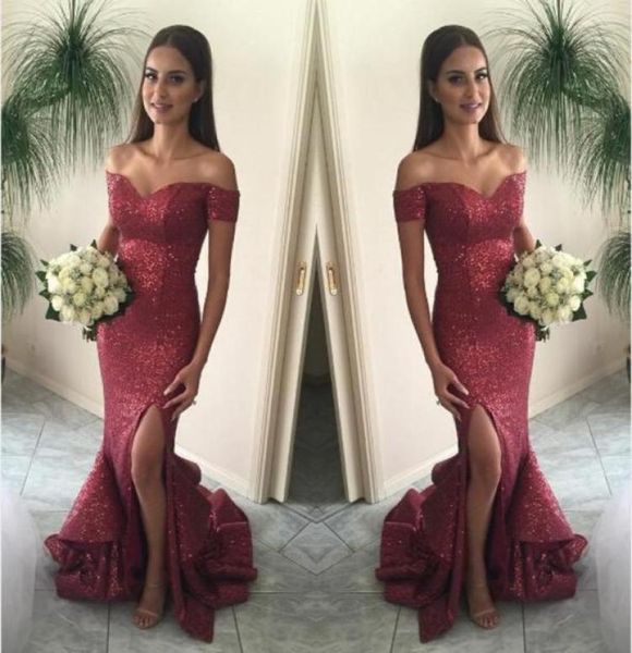 2020 cranberry mermaid prom dresses off the shoulder split front sparkling sequin evening gown burgundy tired skirts court tr1005640, Black
2020 cranberry mermaid prom dresses off the shoulder split front sparkling sequin evening gown burgundy tired skirts court tr1005640, Black