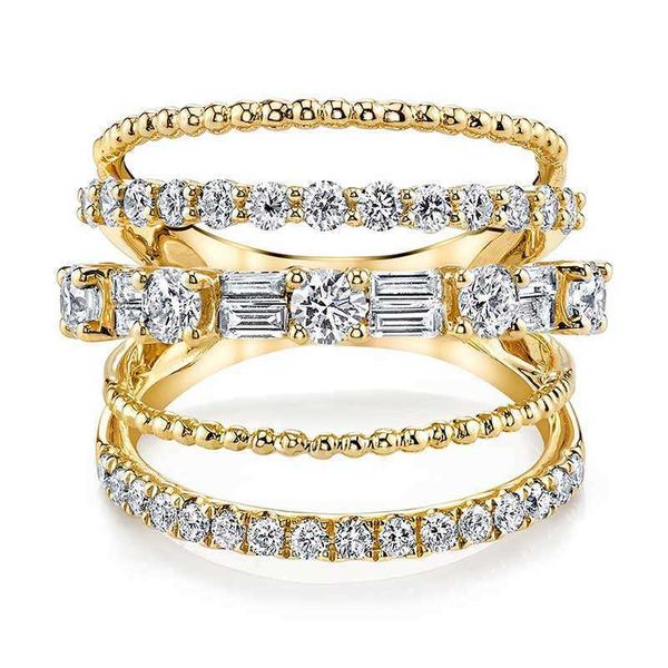 band rings huitan trendy bohemian stylish women rings several layers with full micro paved women jewelry gold color available ring aa230529, Silver
band rings huitan trendy bohemian stylish women rings several layers with full micro paved women jewelry gold color available ring aa230529, Silver