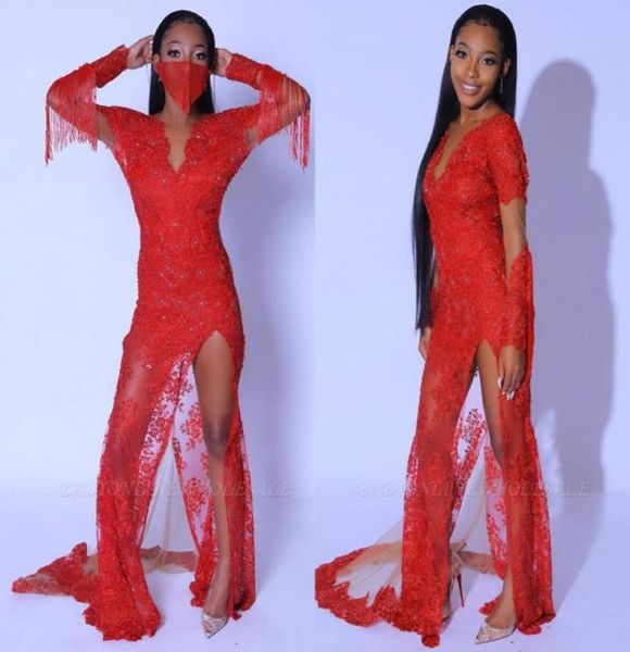 elegant arabic red sheer long sleeve lace prom dresses illusion appliques beads high side split evening gowns long robe de so4661113, Black
elegant arabic red sheer long sleeve lace prom dresses illusion appliques beads high side split evening gowns long robe de so4661113, Black