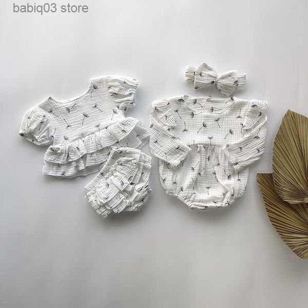 rompers baby girl clothes suits floral short sleeve ruffle skirt + bloomers shorts suit summer soft cotton dandelion print jumpsuit t230529, Blue
rompers baby girl clothes suits floral short sleeve ruffle skirt + bloomers shorts suit summer soft cotton dandelion print jumpsuit t230529, Blue