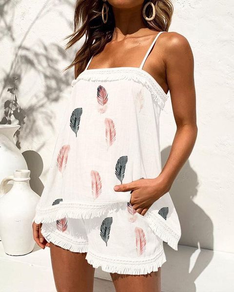 dress 2023 fashion women summer elegant spaghetti strap tassel & shorts set lady casual square neck solid suit sets oversize, White
dress 2023 fashion women summer elegant spaghetti strap tassel & shorts set lady casual square neck solid suit sets oversize, White