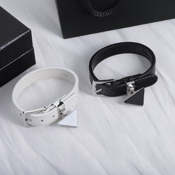 p bracelet mens bracelets black white bangle for women designer bracelets leather bangles with steel triangle charms luxury jewelry, Golden;silver
p bracelet mens bracelets black white bangle for women designer bracelets leather bangles with steel triangle charms luxury jewelry, Golden;silver