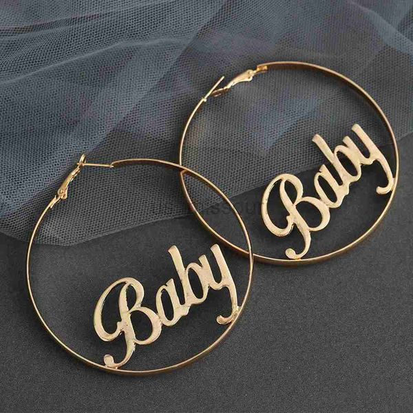 stud 1 pair femme fashion women large circle round hoop earrings hyperbole baby letter earrings punk dangle hiphop jewelry j230529, Golden;silver
stud 1 pair femme fashion women large circle round hoop earrings hyperbole baby letter earrings punk dangle hiphop jewelry j230529, Golden;silver