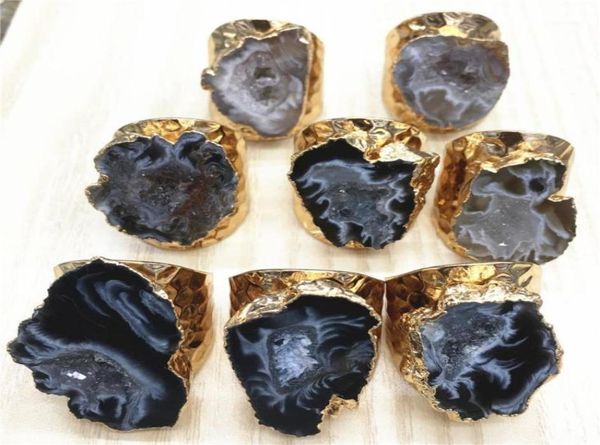 natural brazilian electroplated golds color edged slice open agates geode drusy druzys mens wedding rings engagement ring set14092301, Golden;silver 
natural brazilian electroplated golds color edged slice open agates geode drusy druzys mens wedding rings engagement ring set14092301, Golden;silver