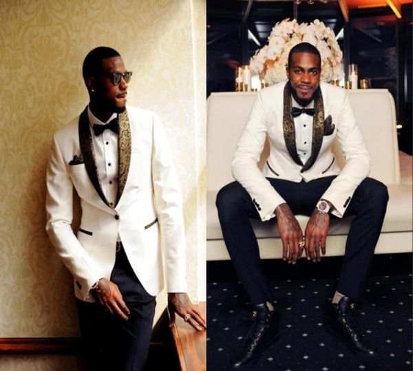 handsome two pieces white wedding tuxedos slim fit gold pattern laple suits for men one button groomsman suit jacketpantsbow ti8075670, Black;gray
handsome two pieces white wedding tuxedos slim fit gold pattern laple suits for men one button groomsman suit jacketpantsbow ti8075670, Black;gray