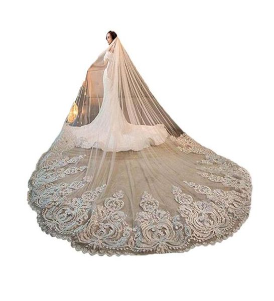 1 layer lace applique wedding veil cathedral bridal veils appliques lace edge crystals 1t with comb attached custom made long 4 m 9562475, Black
1 layer lace applique wedding veil cathedral bridal veils appliques lace edge crystals 1t with comb attached custom made long 4 m 9562475, Black