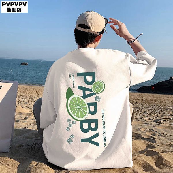 green lemon ice block short sleeve t-shirt men's xiains fashion brand trendy loose pure cotton, White;black
green lemon ice block short sleeve t-shirt men's xiains fashion brand trendy loose pure cotton, White;black