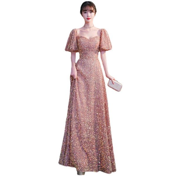 prom dress floor-length sequin dresses woman party night a-line prom dresses with short sleeves, Black;gray
prom dress floor-length sequin dresses woman party night a-line prom dresses with short sleeves, Black;gray