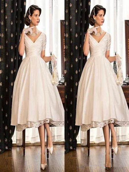 2020 tea length generous wedding dresses short seeves v neck lace satin bridal wedding gowns custom made plus size wedding p4609646, White
2020 tea length generous wedding dresses short seeves v neck lace satin bridal wedding gowns custom made plus size wedding p4609646, White