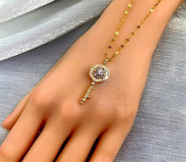 classic titanium steel diamonds key pendant necklaces 18k gold plated women luck necklace designer jewelry ti0264080889, Silver
classic titanium steel diamonds key pendant necklaces 18k gold plated women luck necklace designer jewelry ti0264080889, Silver