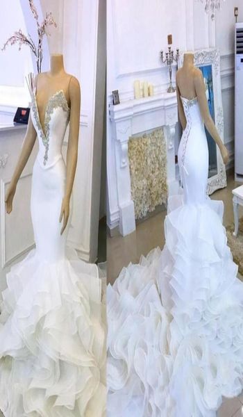 tiered ruffles long bridal gown plunging v neck mermaid wedding dresses crystals beaded plus size bride dress9596386, White
tiered ruffles long bridal gown plunging v neck mermaid wedding dresses crystals beaded plus size bride dress9596386, White