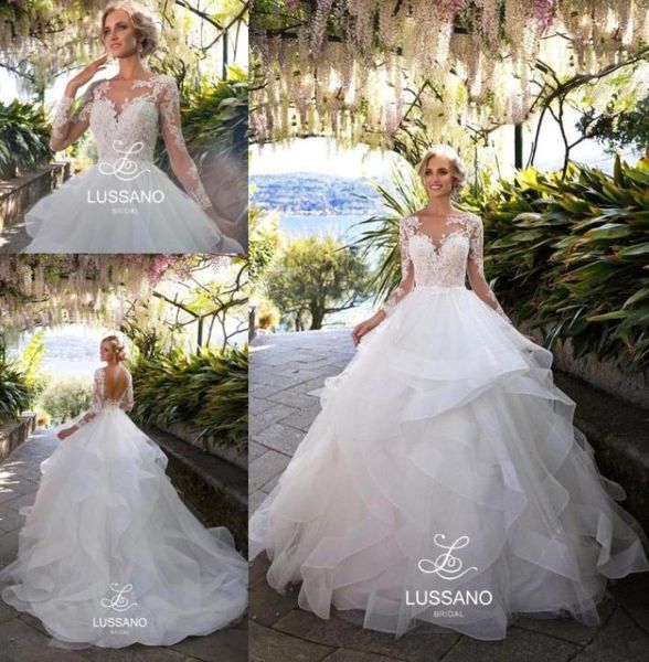 layers ruffle skirts backless wedding dresses illusion long sleeves appliqued ball gown bridal wedding gowns arabic vintage1974031, White
layers ruffle skirts backless wedding dresses illusion long sleeves appliqued ball gown bridal wedding gowns arabic vintage1974031, White