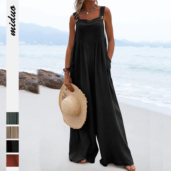 summer new products casual loose suspender trousers jumpsuit for women pocket designer cotton and linen long loose pants solid color rompers, Black;white
summer new products casual loose suspender trousers jumpsuit for women pocket designer cotton and linen long loose pants solid color rompers, Black;white