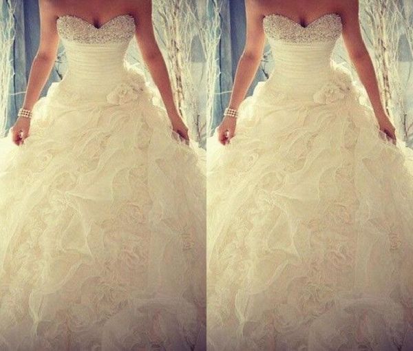 2015 spring beaded crystals wedding dresses flouncing ruffles handmade flower organza wedding gowns sweetheart ball gown elegant b5582939, White
2015 spring beaded crystals wedding dresses flouncing ruffles handmade flower organza wedding gowns sweetheart ball gown elegant b5582939, White