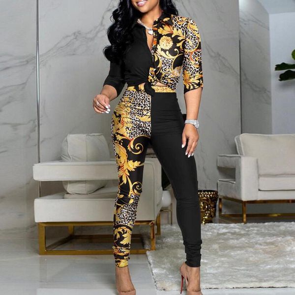 women's set 2023 casual set colored printed long sleeve polo shirt casual pants fashion women's two piece set, White
women's set 2023 casual set colored printed long sleeve polo shirt casual pants fashion women's two piece set, White