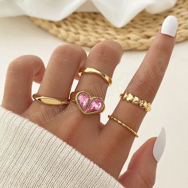 cute pink crystal zircon heart rings set gothic geometric gold color ring for women gift for lover fashion jewelry, Silver
cute pink crystal zircon heart rings set gothic geometric gold color ring for women gift for lover fashion jewelry, Silver