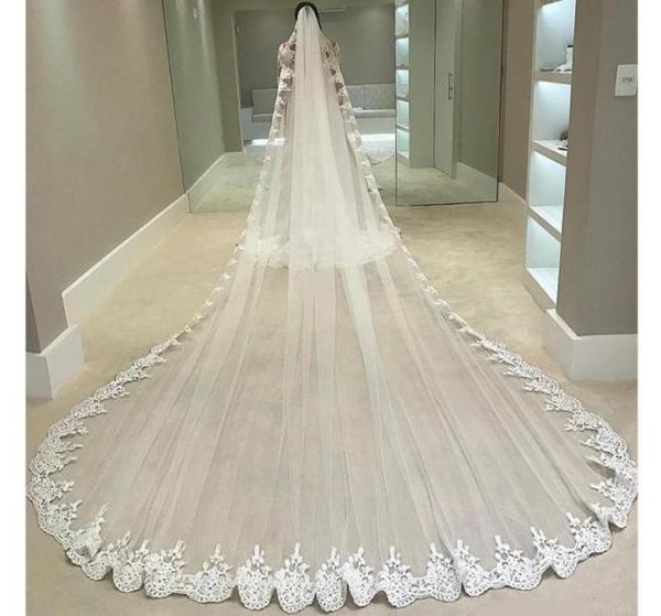 chapel 5m long veil for bride ivory white lace trim edge with comb one tier wedding veils tulle appliques2835644, Black
chapel 5m long veil for bride ivory white lace trim edge with comb one tier wedding veils tulle appliques2835644, Black