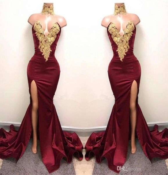 2019 modest burgundy mermaid split evening formal dresses sparkly gold embroidery high neck african arabic occasion prom gown1616972, Black
2019 modest burgundy mermaid split evening formal dresses sparkly gold embroidery high neck african arabic occasion prom gown1616972, Black