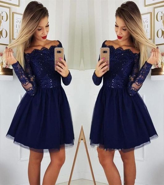 dark navy short prom dresses long sleeves lace a line homecoming dress tulle applique cocktail party dresses plus size vestidos de6163007, Black
dark navy short prom dresses long sleeves lace a line homecoming dress tulle applique cocktail party dresses plus size vestidos de6163007, Black