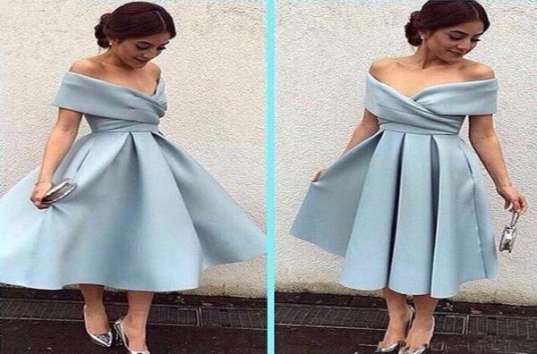 tea length satin a line prom dresses 2019 off shoulder ruched zipper back graduation party gowns6191142, Black
tea length satin a line prom dresses 2019 off shoulder ruched zipper back graduation party gowns6191142, Black