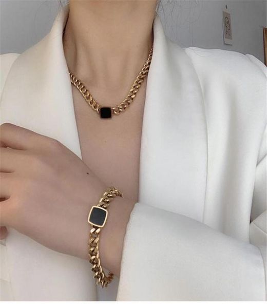 earrings necklace exaggerated titanium steel thick chain american black square clavicle bracelet ring set jewelry for women 20218519373, Silver
earrings necklace exaggerated titanium steel thick chain american black square clavicle bracelet ring set jewelry for women 20218519373, Silver