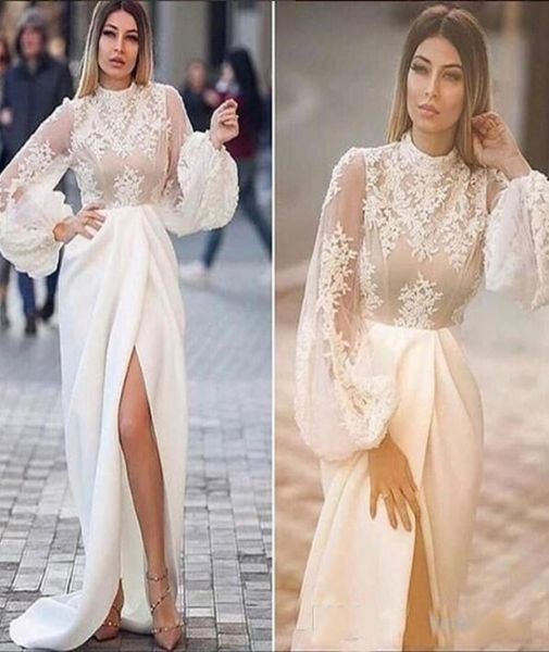 high collar white 2019 evening dresses mermaid lace applique illusion long sleeves formal party gowns side split prom dress8424454, Black;red
high collar white 2019 evening dresses mermaid lace applique illusion long sleeves formal party gowns side split prom dress8424454, Black;red