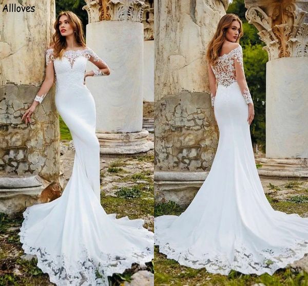 modern white satin boho wedding dresses mermaid long sleeves appliqued lace bride robes de mariee elegant illusion buttons back bridal gowns
modern white satin boho wedding dresses mermaid long sleeves appliqued lace bride robes de mariee elegant illusion buttons back bridal gowns