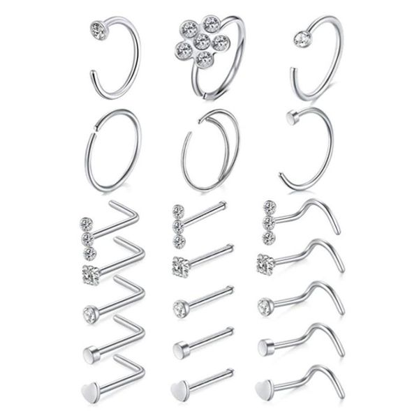 nose rings hoop l shape studs stainless steel screw bone flat diamond opal heart high nostril piercing jewelry for women men5580177, Silver
nose rings hoop l shape studs stainless steel screw bone flat diamond opal heart high nostril piercing jewelry for women men5580177, Silver