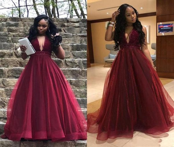 2019 new deep v neck burgundy prom dresses sleeveless a line tulle dresses evening wear party gowns floor length7674553, Black
2019 new deep v neck burgundy prom dresses sleeveless a line tulle dresses evening wear party gowns floor length7674553, Black