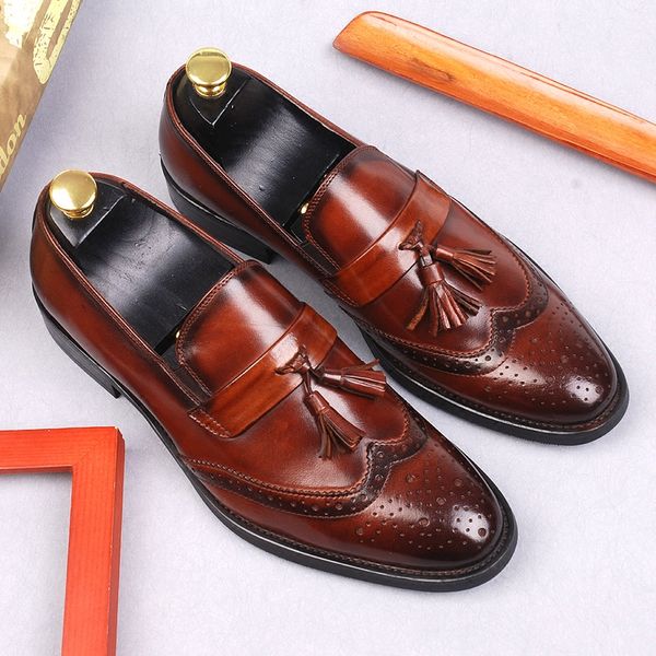 classic italian mens tassel loafers genuine calf leather dress shoes men original casual business wedding formal brogue shoes, Black
classic italian mens tassel loafers genuine calf leather dress shoes men original casual business wedding formal brogue shoes, Black