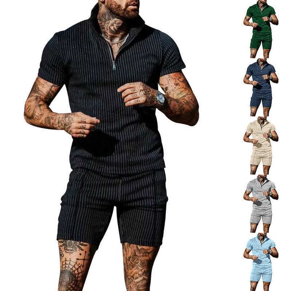 men's tracksuits vertical stripe men's set summer short sleeve shorts casual men's set, Gray
men's tracksuits vertical stripe men's set summer short sleeve shorts casual men's set, Gray