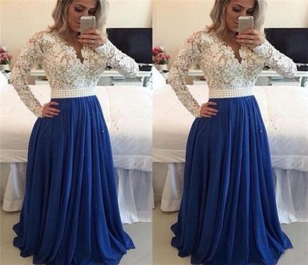 long sleeves lace prom dresses pearls beaded blue chiffon evening dress a line formal party dress long pageant gowns6146241, Black
long sleeves lace prom dresses pearls beaded blue chiffon evening dress a line formal party dress long pageant gowns6146241, Black