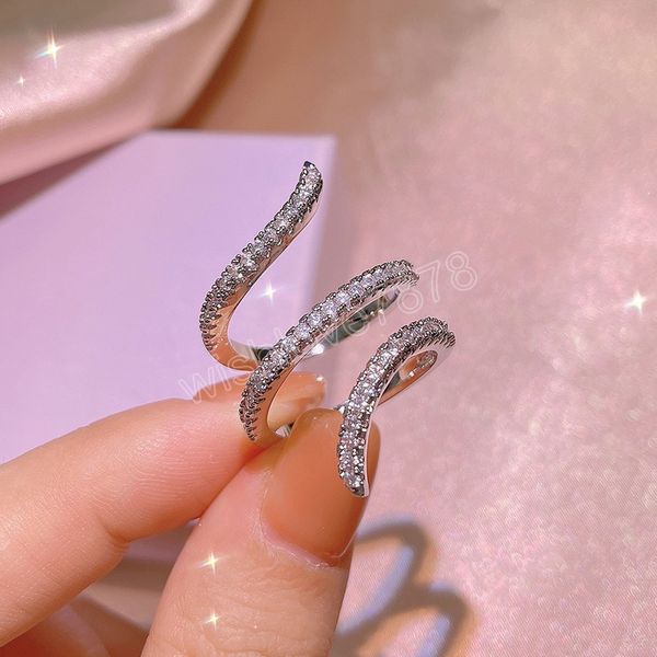 fashion copper ring geometric zircon ring irregular line ring personality simple engagement wedding jewelry, Silver
fashion copper ring geometric zircon ring irregular line ring personality simple engagement wedding jewelry, Silver