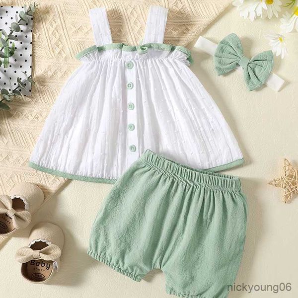 clothing sets 3m-24m baby girl cotton jacquard color suspender with green shorts and bow three-piece suit suitable for summer wear, White
clothing sets 3m-24m baby girl cotton jacquard color suspender with green shorts and bow three-piece suit suitable for summer wear, White