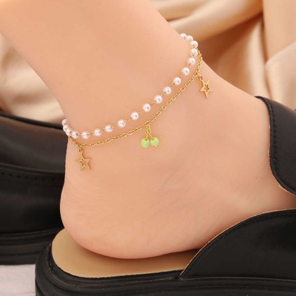 anklets 316l stainless steel double layer pearl star charm anklets for women girl new trend leg chain jewelry gift party aa230530, Red;blue
anklets 316l stainless steel double layer pearl star charm anklets for women girl new trend leg chain jewelry gift party aa230530, Red;blue
