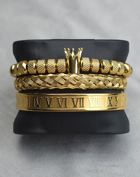 titanium stainless steel charm bracelet 3pcsset braided roman numeral crown lovers bracelets for women men luxury jewelry valenti8112483, Golden;silver
titanium stainless steel charm bracelet 3pcsset braided roman numeral crown lovers bracelets for women men luxury jewelry valenti8112483, Golden;silver