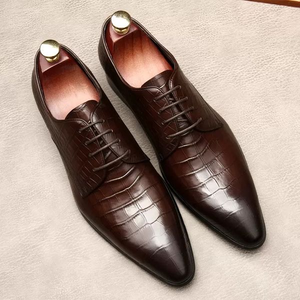 italian fashion elegant oxford shoes for men genuine cow leather crocodile lace up formal wedding shoes pointed toe dress shoes, Black
italian fashion elegant oxford shoes for men genuine cow leather crocodile lace up formal wedding shoes pointed toe dress shoes, Black