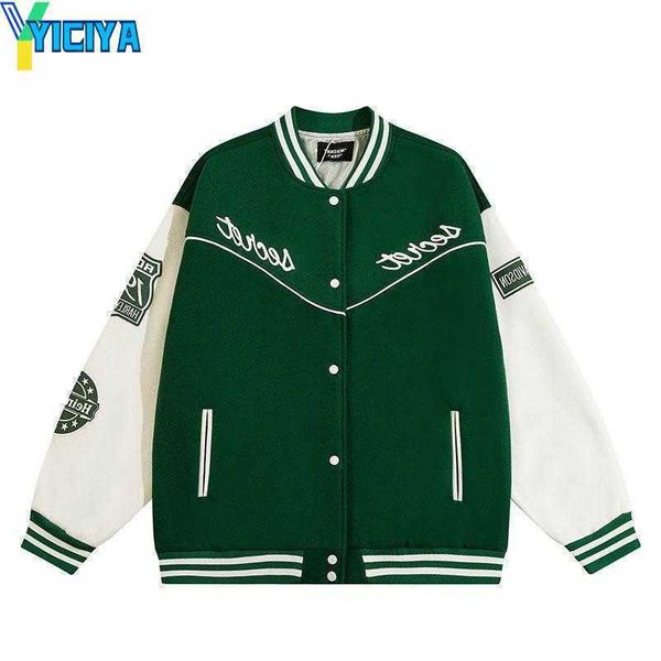 yiciya men's jackets spring varsity jacket men patchwork letter embroidery green baseball vintage fleece oversized coats streetwear cou, Black;brown
yiciya men's jackets spring varsity jacket men patchwork letter embroidery green baseball vintage fleece oversized coats streetwear cou, Black;brown