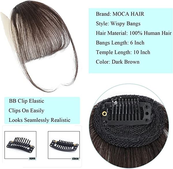 clip bangs dark brown clip bangs real human hair fake bangs suitable for nature women's replacement hair bob curly natural appearance, Black
clip bangs dark brown clip bangs real human hair fake bangs suitable for nature women's replacement hair bob curly natural appearance, Black