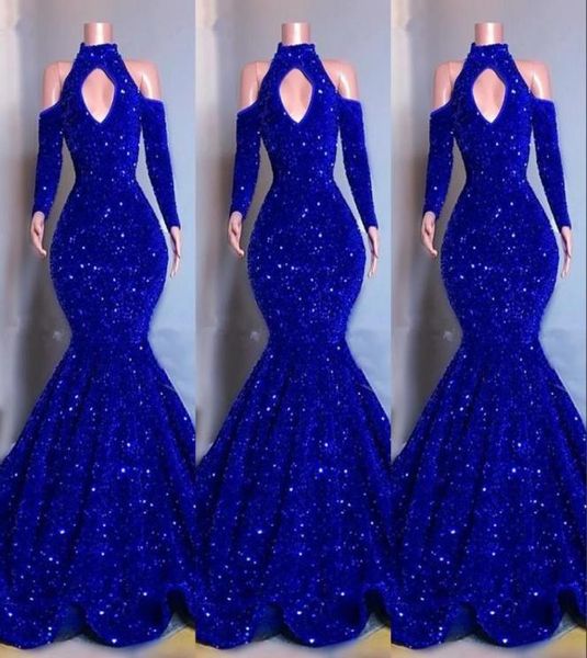 2022 bling royal blue velvet crystal sequins prom dresses long sleeves mermaid keyhole evening gowns elegant off shoulder wom5862983, Black
2022 bling royal blue velvet crystal sequins prom dresses long sleeves mermaid keyhole evening gowns elegant off shoulder wom5862983, Black